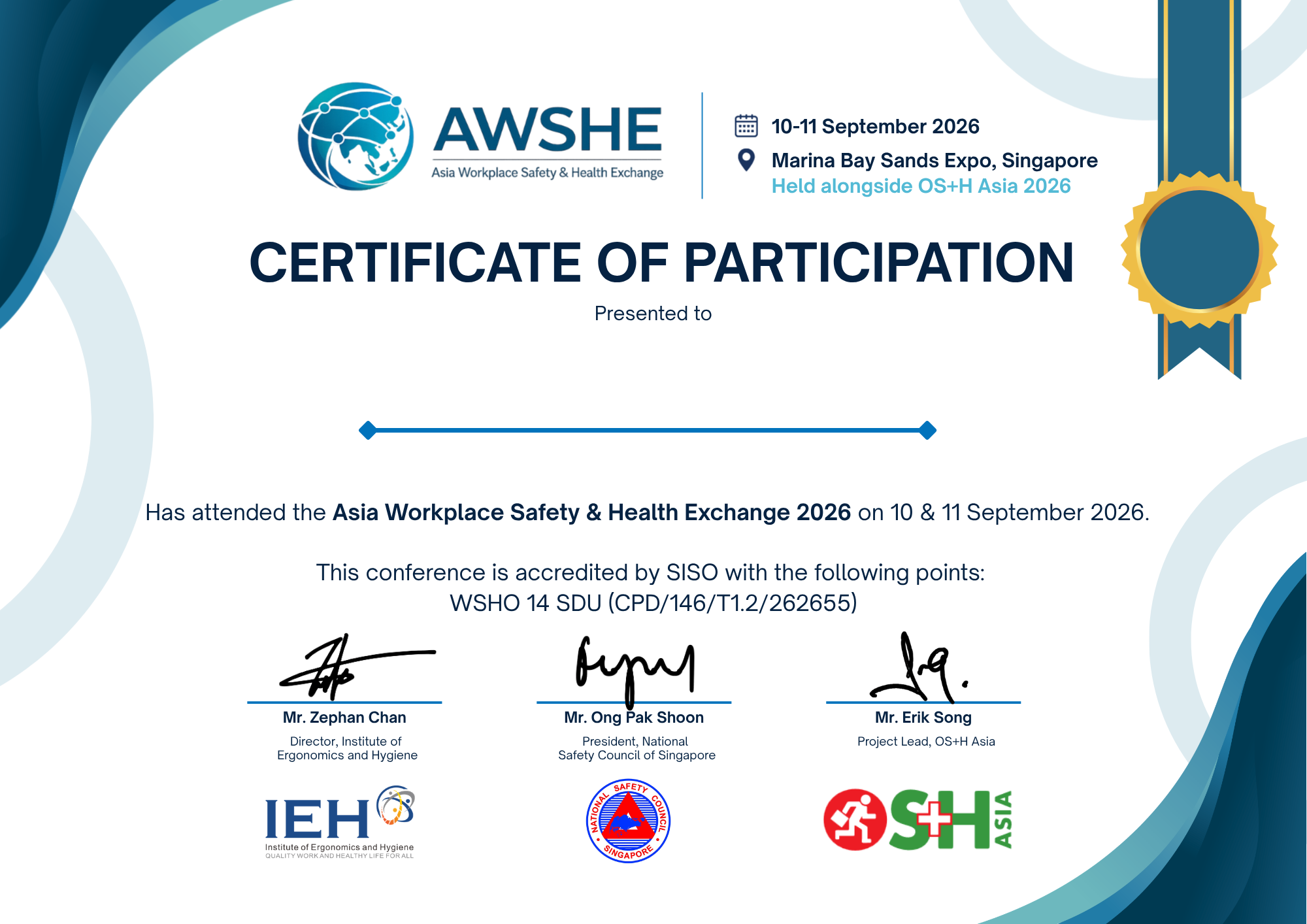 AWSHE 2026 certificate background